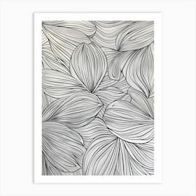 Leaves In Black And White 1 Art Print