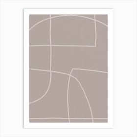 Taupe Minimal Linear 3 Art Print