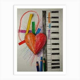 Heart And Piano Art Print