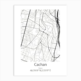 Cachan,France Minimalist Map Art Print