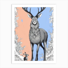 Deer And Rabbit Art Print