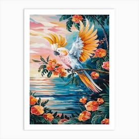 Sunset Cockatoo Painting Art Print