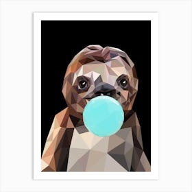Sloth Chewing Bubble Gum Art Print