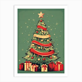 Vintage Christmas Tree 2 Art Print