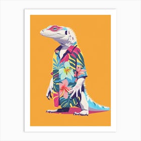 Lizard In A Floral Shirt Modern Colourful Abstract Illustration 3 Art Print