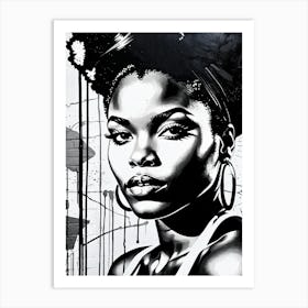 Vintage Graffiti Mural Of Beautiful Black Woman 1 Art Print