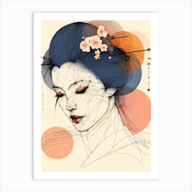 Japan Traditional Geisha Illustration By Ad 139 Art Print