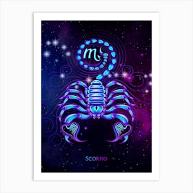 Scorpio Zodiac Sign — Zodiac neon signs Art Print