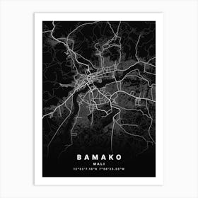 Bamako Mali Black Map Art Print