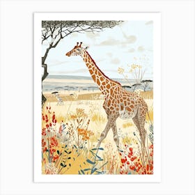 Storybook Style Illustration Of A Giraffe 4 Art Print