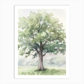 Walnut Tree Atmospheric Watercolour Painting 1 Art Print