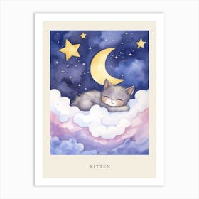 Baby Kitten 9 Sleeping In The Clouds Nursery Poster Art Print