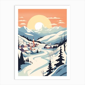 Vintage Winter Travel Illustration Abisko Sweden 4 Art Print