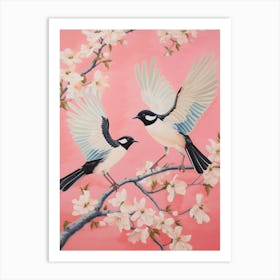 Vintage Japanese Inspired Bird Print Magpie 2 Art Print