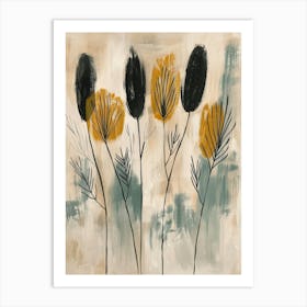 Yellow And Black Flowers Art Print