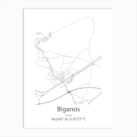 Biganos,France Minimalist Map Art Print