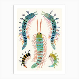 Colourful Insect Illustration Centipede 3 Art Print