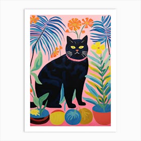 Black Cat In The Garden, Matisse Inspired Art Print