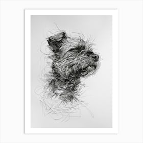 Border Terrier Dog Line Sketch 1 Art Print