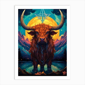 Shamanic Highland Cow Art Print