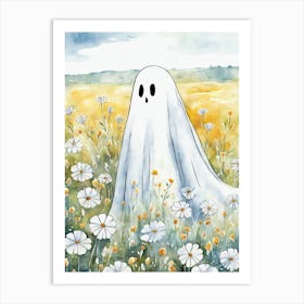 Sheet Ghost In A Field Of Flowers Painting (7) Art Print