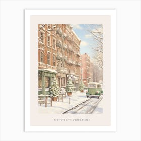 Vintage Winter Poster New York City Usa 3 Art Print