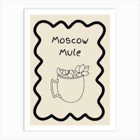 Moscow Mule Doodle Poster B&W Art Print