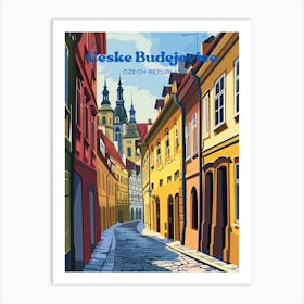 Ceske Budejovice Czech Republic Street Travel Illustration Art Print