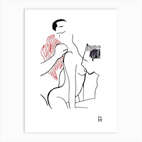 Threesome With A Redhead erotic art Art Print