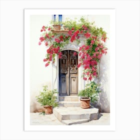 Rhodes, Greece   Mediterranean Doors Watercolour Painting 3 Art Print