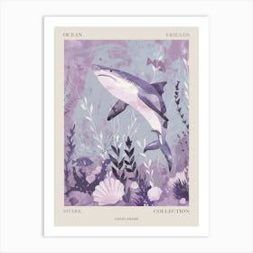 Purple Angel Shark Watercolour Illustration Poster Art Print