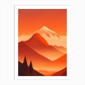 Misty Mountains Vertical Composition In Orange Tone 178 Art Print