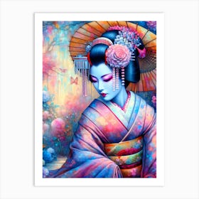 Japan Traditional Geisha Illustration By Ad 117 Art Print