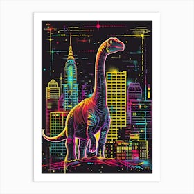 Dinosaur Neon New York Cityscape 2 Art Print