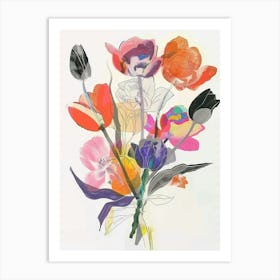 Tulip 1 Collage Flower Bouquet Art Print