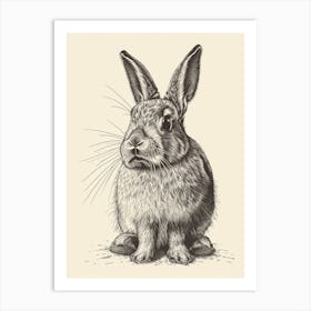 English Lop Blockprint Rabbit Illustration 10 Art Print