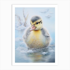 Icy Duckling Pencil Illustration 2 Art Print