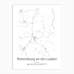 Rottenburg An Der Laaber,Germany Minimalist Map Art Print