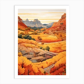 Autumn National Park Painting Zion National Park Utah Usa 1 Art Print