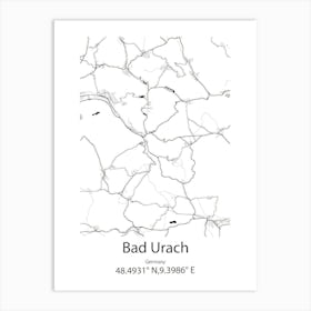 Bad Urach,Germany Minimalist Map Póster