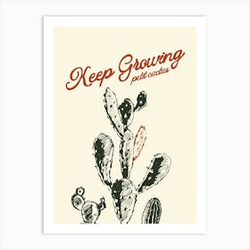 Keep Growing Cactus Botanical Poster, Desert Plants Wall Art, Saguaro Cowboy Art, Mexico Printable Art Print