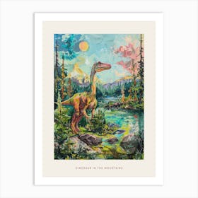 Dinosaur In The Mountains Landscape Painting 3 Poster Art Print