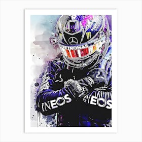 Lewis Hamilton Painting Racing Art Print