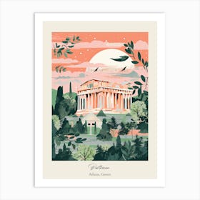 Parthenon   Athens, Greece   Cute Botanical Illustration Travel 0 Poster Art Print