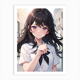 Anime Girl With Long Hair 1 Art Print