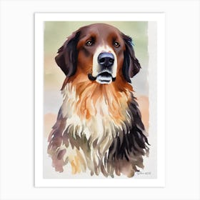 Flat Coated Retriever 2 Watercolour Dog Art Print