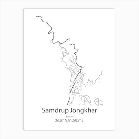 Samdrup Jongkhar,Bhutan Minimalist Map Art Print