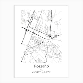 Rozzano,Italy Minimalist Map Art Print