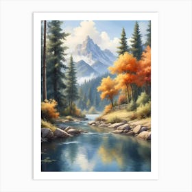 River In Autumn Art Print