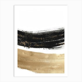 Gold And Black Brush Strokes 14 Art Print